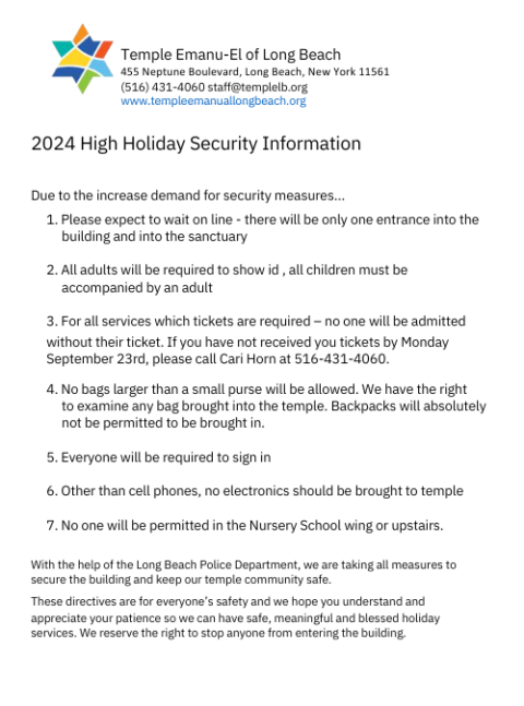 High Holiday safety